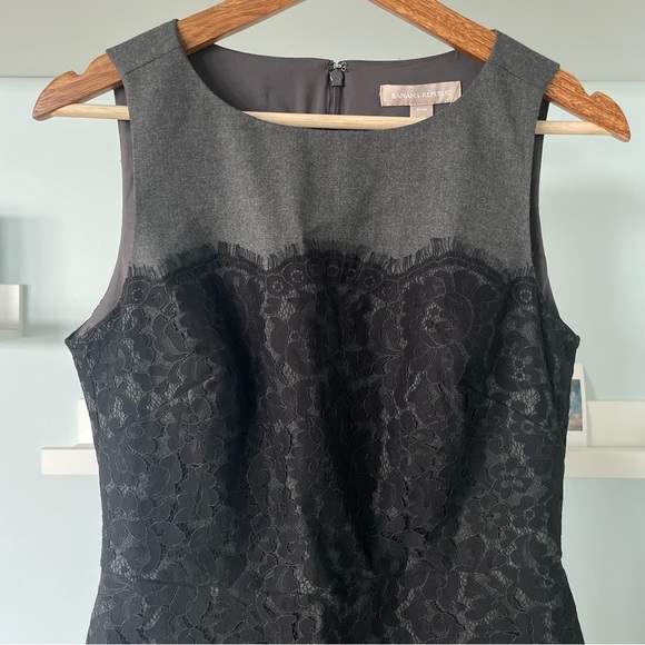 NWT Banana Republic Gray and Black Lace Overlay Sleeveless Sheath Dress - Picture 4 of 14